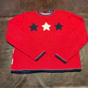 Vintage 90s Patriotic Red + White + Blue Star Crewneck Sweater